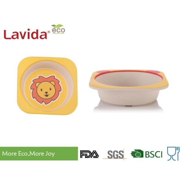 Shatter Proof Bamboo Childrens Dinner Set , BPA Free 5 Pieces Bamboo Fibre Kids Set