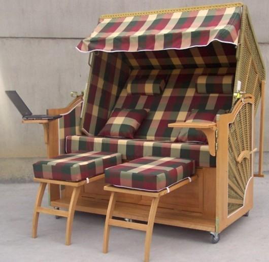 UV Resistant All Weather Roofed Wicker Beach Chair & Strandkorb For Seaside