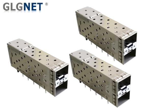Integrated SFP Cage Connector 2x1 Inner Outer Light Pipe Press Fit Mounting
