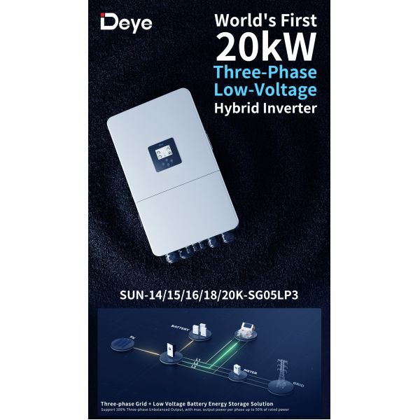 Deye SUN-20K-SG05LP3 -EU-SM2 Three Phase Low Voltage LiFePO4 Battery 20KW Deye Hybrid Inverter