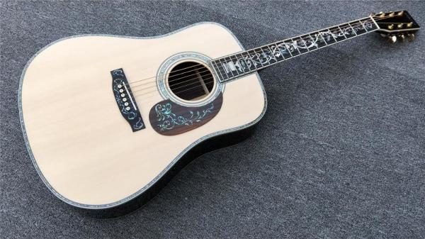 41 inch acoustic guitar,Real Abalone inlays and binding,Ebony fingerboard,Factory Custom Solid spruce top Classic Guitar