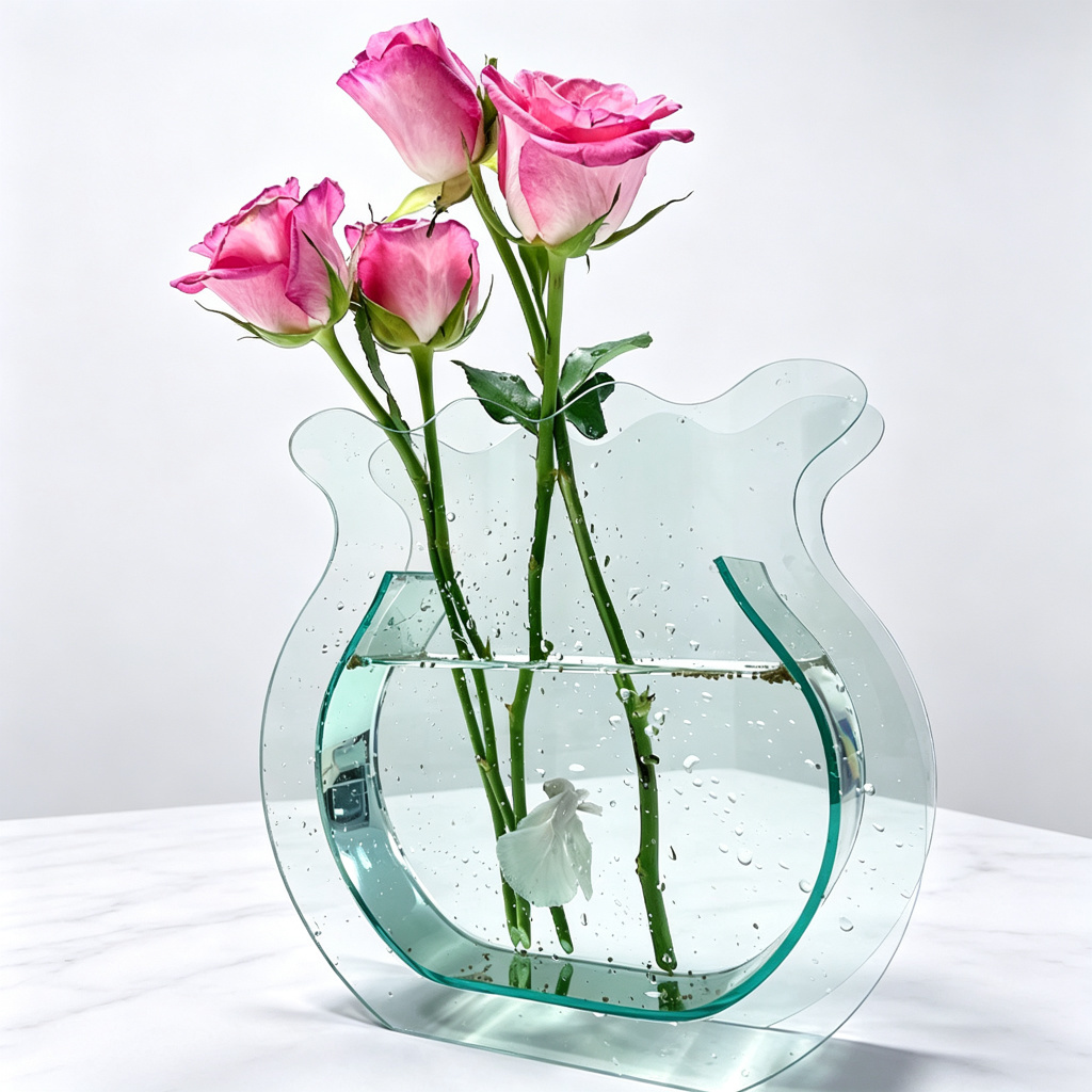 Fish Shaped Acrylic Vase | Clear Flower Vase & Mini Fish Bowl | Modern Table Centerpiece for Wedding, Home & Office Decor