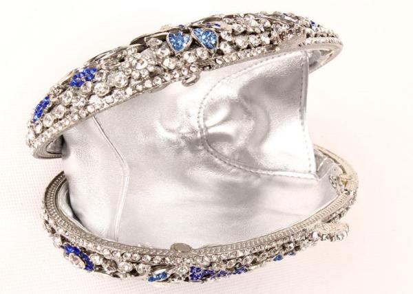 Shell Shaped Crystal Evening Clutch Bags Silver Colored For Women Wedding