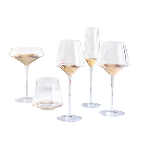 Custom 210ml Crystal Clear Trumpet Shaped Burgundy Wine Goblet for Weddings - Long Stem Design