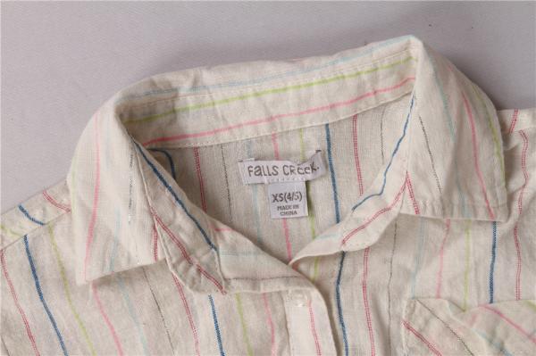 Girls Cool Cropped Striped Shirt Sleeveless 53% Linen 46% Cotton
