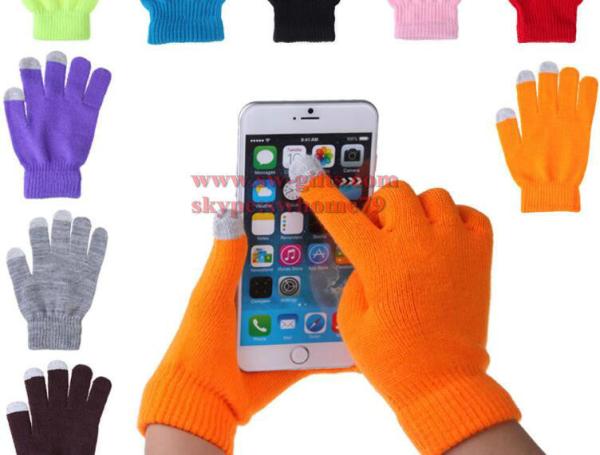 Soft Cotton Touch Screen Gloves Ladies Women Men Winter Warm Wrist Gloves For Mobile Phone Tablet