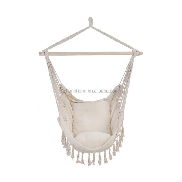 Silla colgante Jardín hamaca al aire libre Acampada con hamaca de madera Silla Boho hamaca