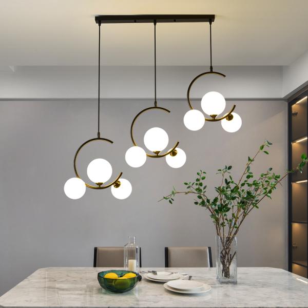 Iron Art globe chandelier Gold Black glass lampshade For Dining Room Ceiling hanging lamp(WH-MI-286)