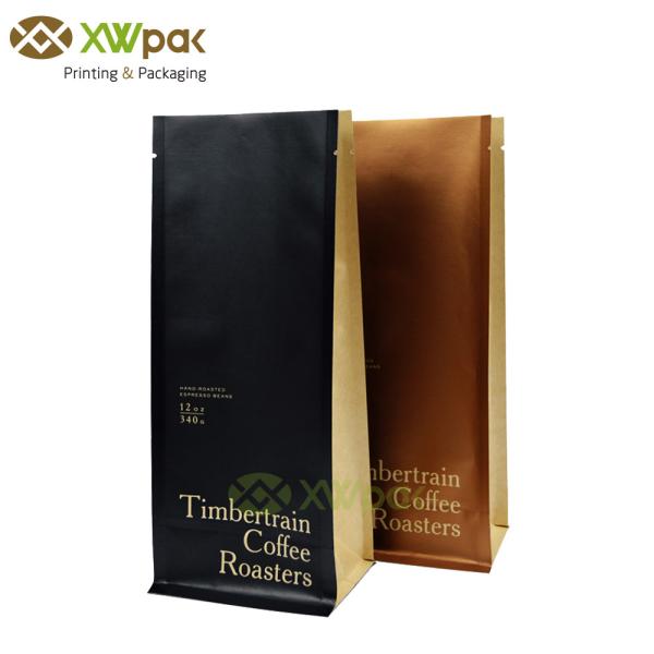 Flat Bottom Food Packaging Kraft Paper Packaging Bags Stand Up Pouch With Valve