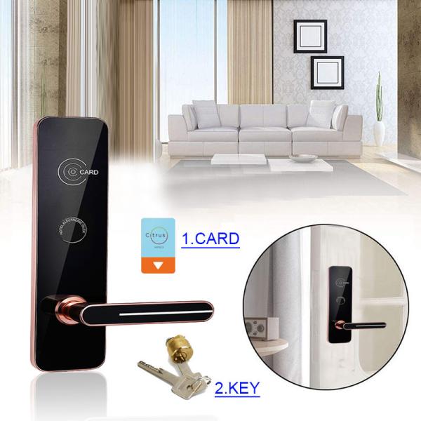 Black Color RFID Key Card Hotel Smart Door Locks with Free Hotel Management Software