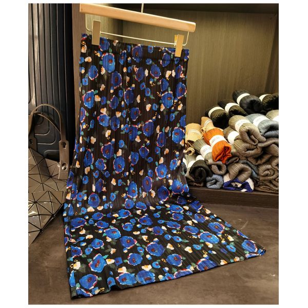High-End Women's A-Line Bodycon Skirt Elegant Commuting Print Pleated Design with Elastic Waist New Summer Casual Style