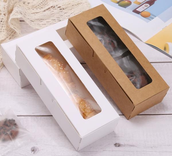 Custom Kraft Paper Window Boxes For Macarons Pastries Flip Top Design