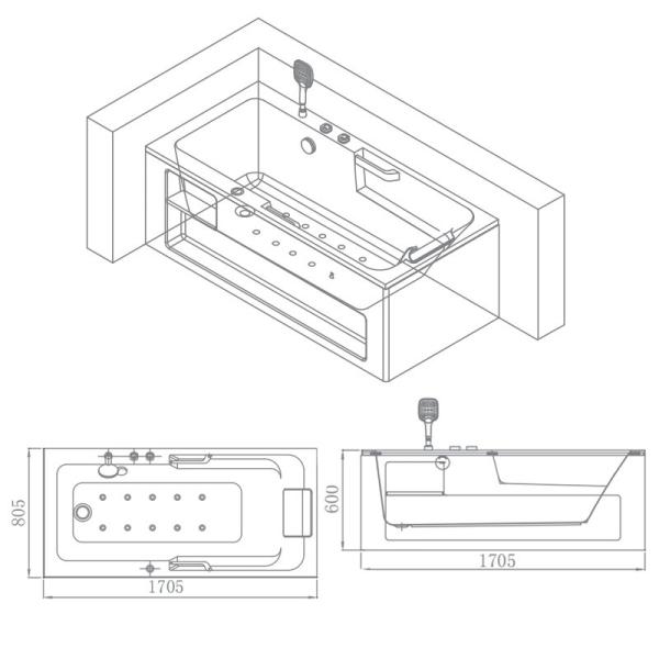 Ванна положения AQ1762SQ свободная, ушат гостиницы 160L 200W выдерживая