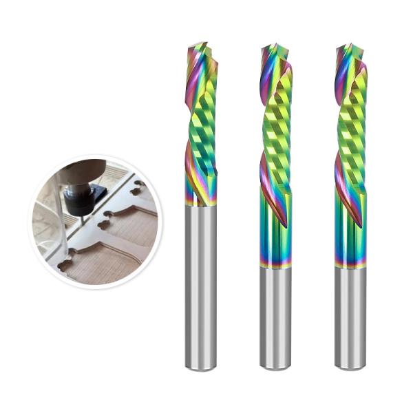Single-Edge Composite Milling Cutter for Solid Wood Density Board Colorful Coating up Cut CNC Engraving Machine OEM Customizable