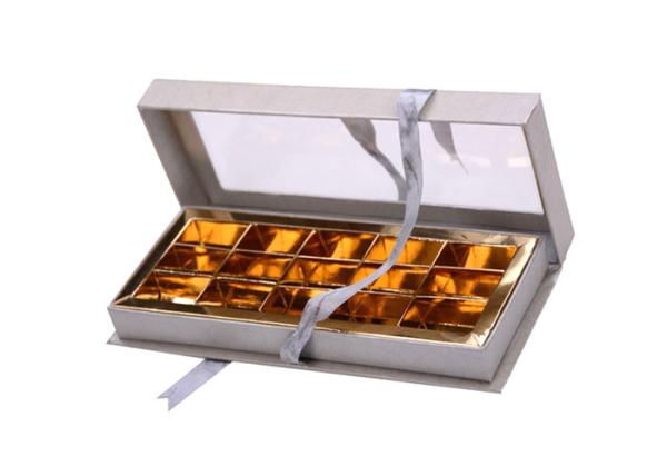 Food Grade Paper Gift Box CMYK / Pantone Colors Chocolate Packaging With PVC Window