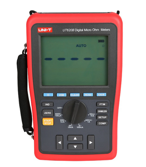 UNI-T UT620B Digital Micro Ohm Meter with 60000 Display Count, 1000 Data Storage, and Rechargeable Li-ion Battery