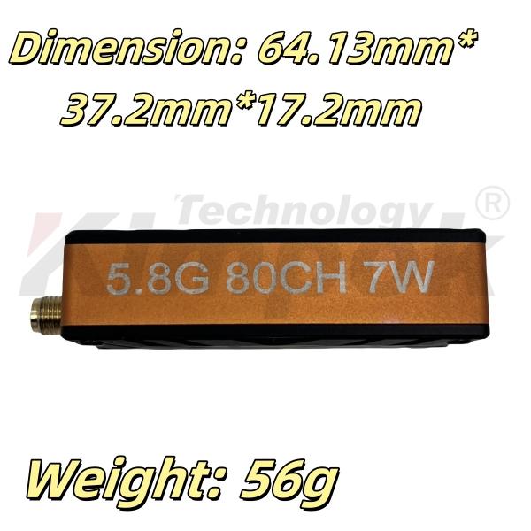 7W 5.8G VTX 80CH FPVビデオトランスミッター FPVトランスミッション 5.8Ghz FPVレーシング用 VTX 重量 56g 高性能長距離トランスミッション