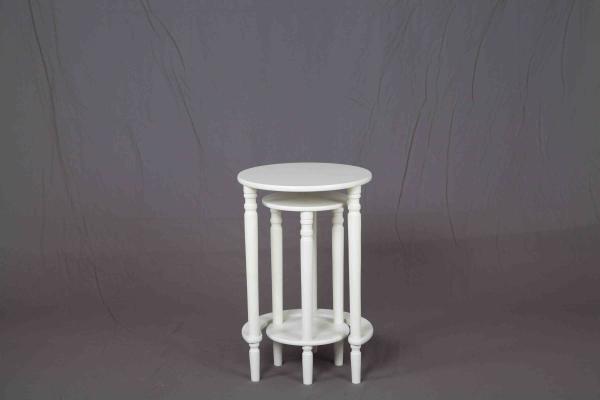 White Nesting Soild Wooden Sofa End Tables MDF For Saving Space Balcony