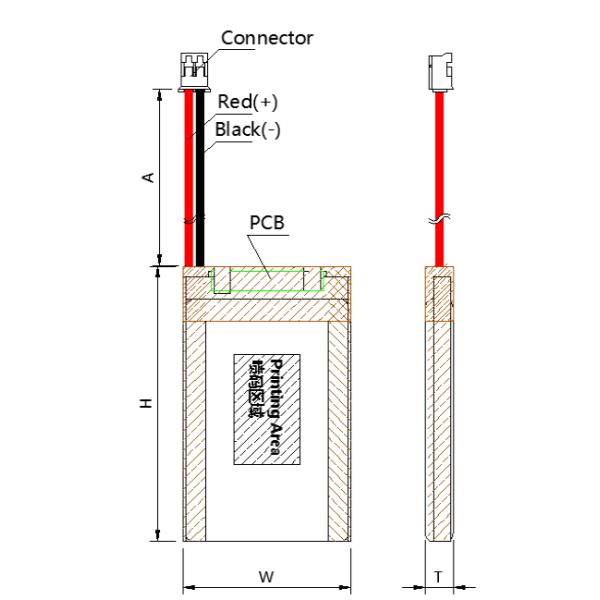 3.7V 3000mAh перезаряжаемая литий-ионная батарея 605080 с PCB и проволочным разъемом для электроники