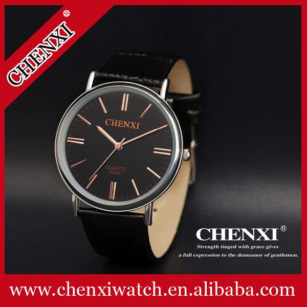 2015 New Fashion Rose Gold Watch Black White Brown Unisex Leather Watches Stainless Steel Quartz Leather Watches