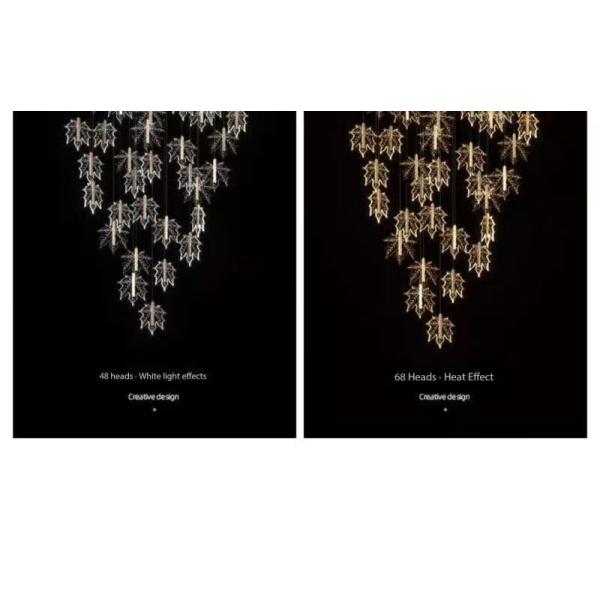 Modern Led Simple Art Leaf Acrylic Chandelier Gold Home Hotel Staircase Dining Decorate Pendant Light