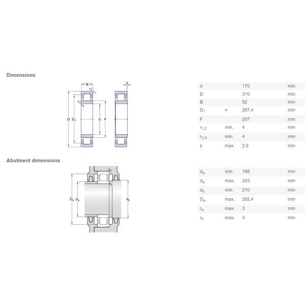 170×310×52mm Chrome Steel Roller Bearings NSK NU234 For Gear Drives Hoists