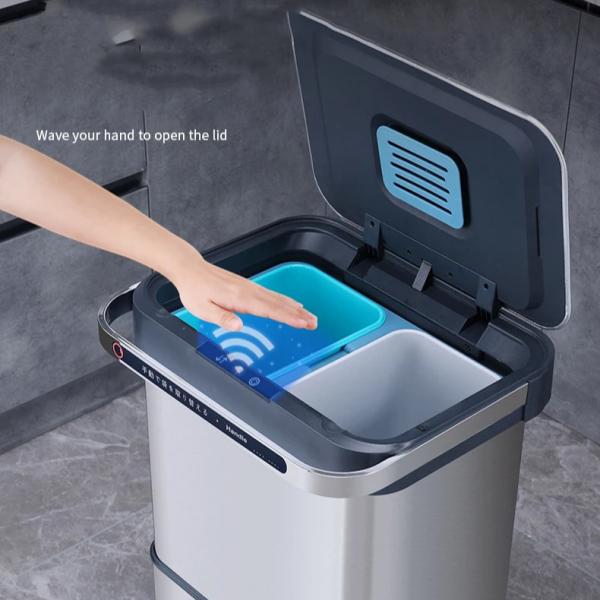Customized Dry Wet Sorting Trash Can Stainless Intelligent Sensor Trash Can