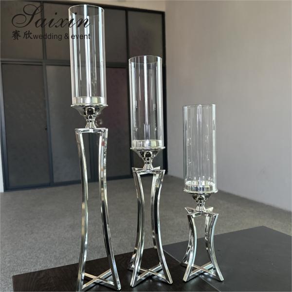 Decoração de mesa de casamento Candlestick Metal de ouro porta velas de casamento