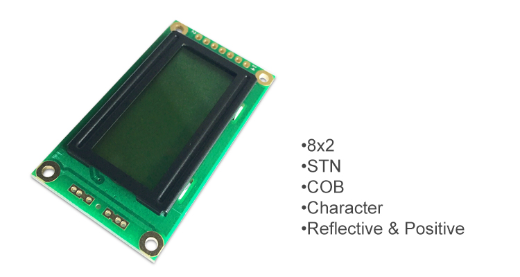 Monochrome Character LCD Display 8x2 I2c Module With 14 Pin Interface