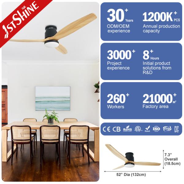 Modern Design Wooden Blades DC Ceiling Fan with Reversible Function and Remote Control