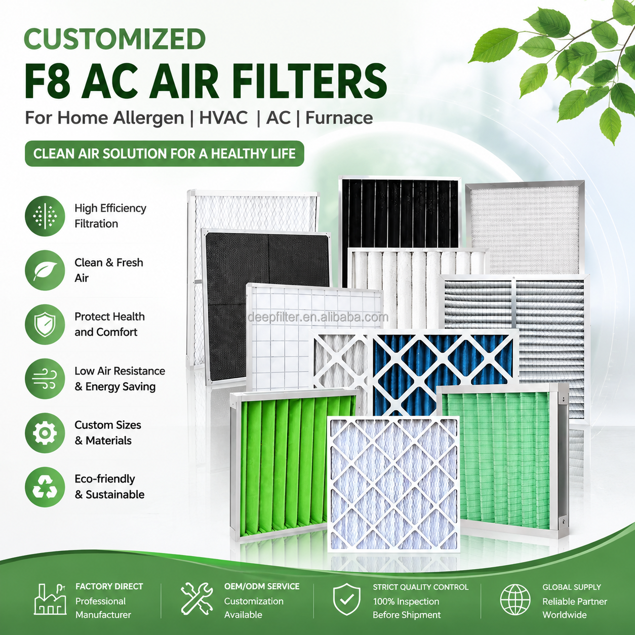 Customized Size Eco-Friendly High Permeability HEPA Filter for Air Purifier and HVAC Systems