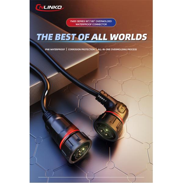 Cnlinko YM 20 3 Pin Overmolded Plastic and Wire Circular IP68 Waterproof Connector