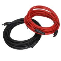 Cabo de extensão do painel solar negro masculino e conector vermelho feminino