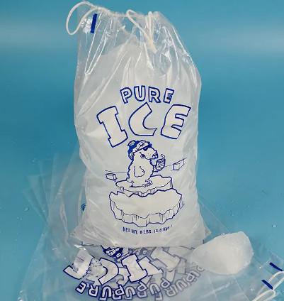Customized Ice Pack Plastic Bag Recyclable Drawstring Plastic Ice Bags