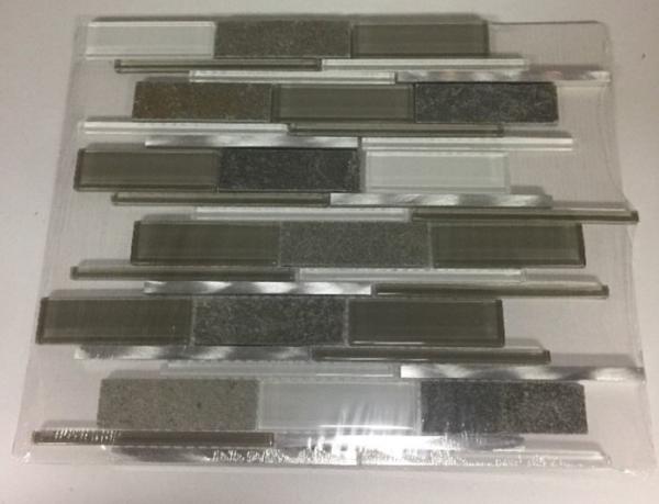 Art Gray Select Glass Mosaic Tile Backsplash Mix Aluminum Mosaic Strip Shaped