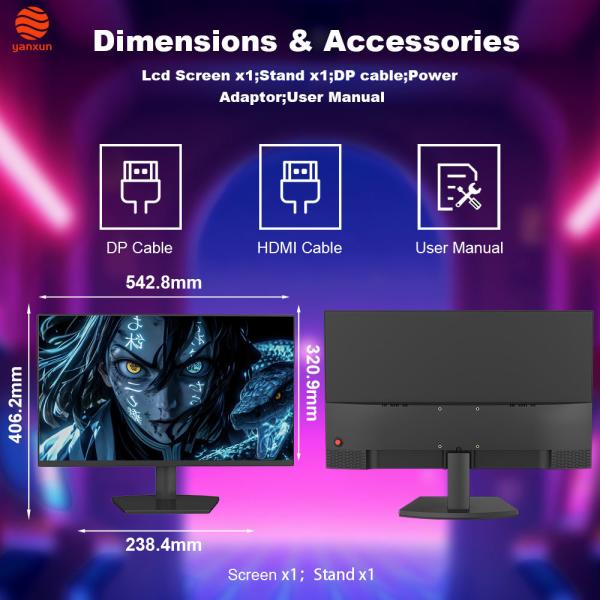Color negro 23.8 pulgadas Monitor de juegos Panel IPS 180Hz Iluminación RGB 99% SRGB Monitor de PC