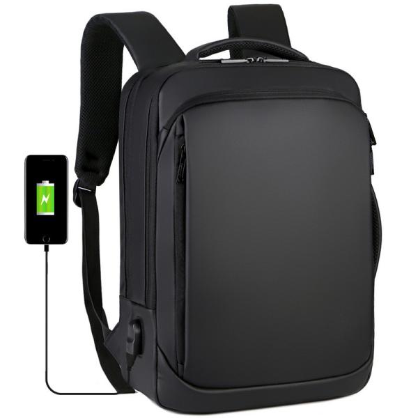 Black BSCI Business Travel Backpack Laptop Teenager Mens Backpack With Charger