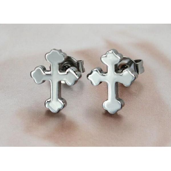 Personalized body piercing jewelry stainless steel cross stud earrings for women