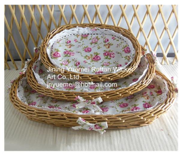 2016 wicker tray wicker pallet wicker tray round shape with liner L M S size