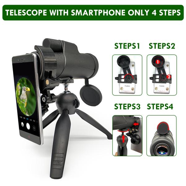 Monoculars ночного видения призмы наивысшей мощности 12X50MM с держателем смартфона