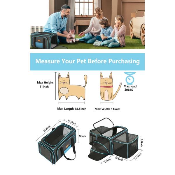 Bolsa para gatos de 20.2*12.5*12 pulgadas para salir, suministros para mascotas muy duraderos y bonitos, no tóxicos, duraderos y lavables. El paquete incluye 1 X Suministros para mascotas Rosa/Azul/Verde