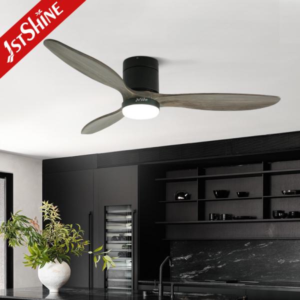 Baixo ruído 35W Decorativo de madeira maciça flush montar ventilador de teto com luz LED