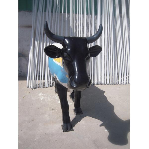 Fiberglass Life Size Animal Statues Garden Painted Cow Sculptures For Mall