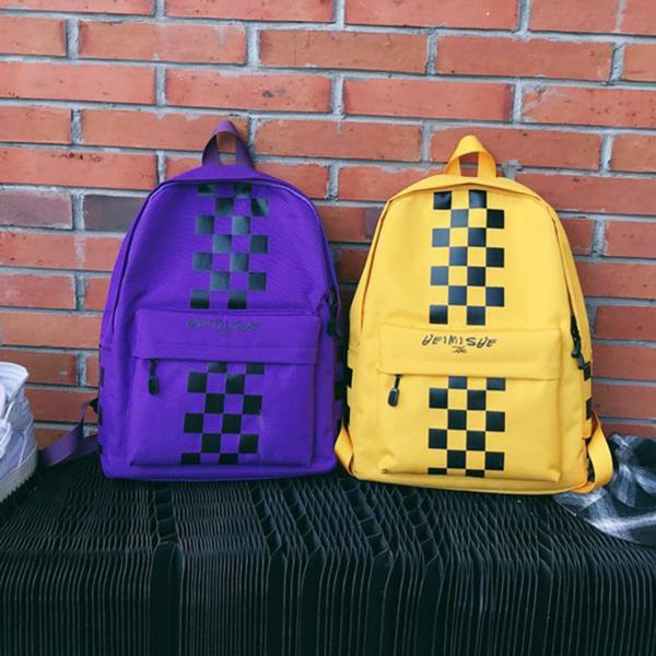 Summer 2018 new cool style color checkerboard backpack handbag school bag