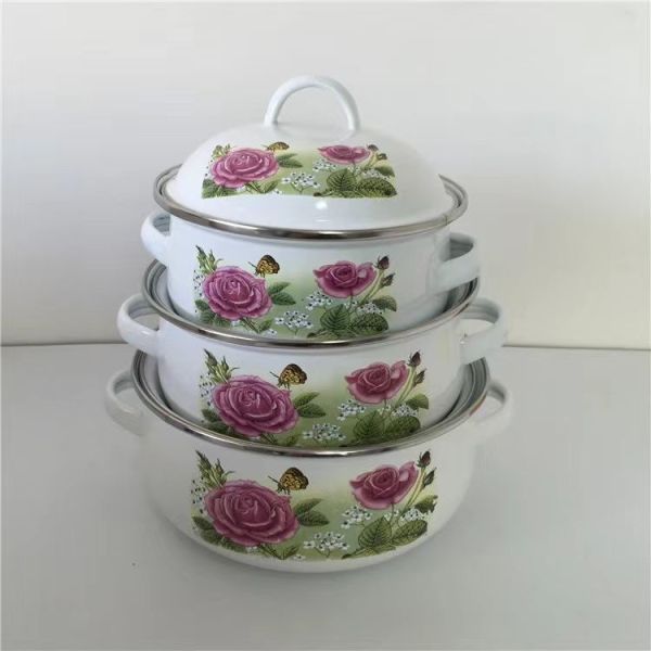 OEM Carbon Steel Enamel Casserole Set 1000ml 6000ml Food Warmer Pot Cooking Set