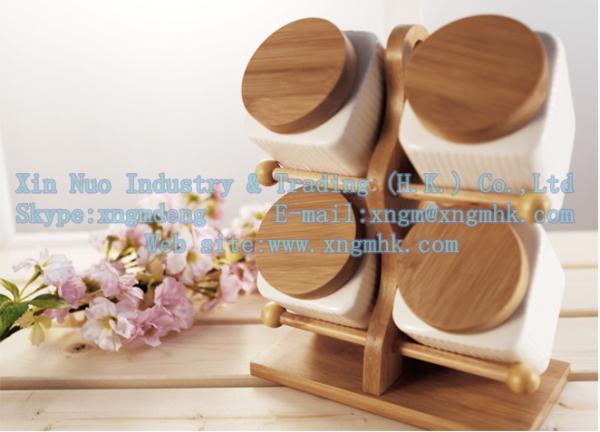 Ladders cruet, bamboo spice jar care of a family of four, wooden bamboo pepper shakers