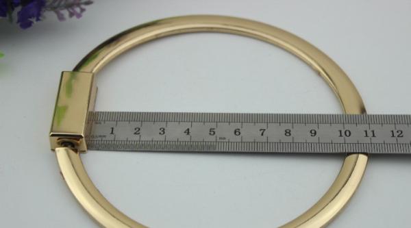 Ladies bag parts zinc alloy light gold 105 mm round metal bag handle