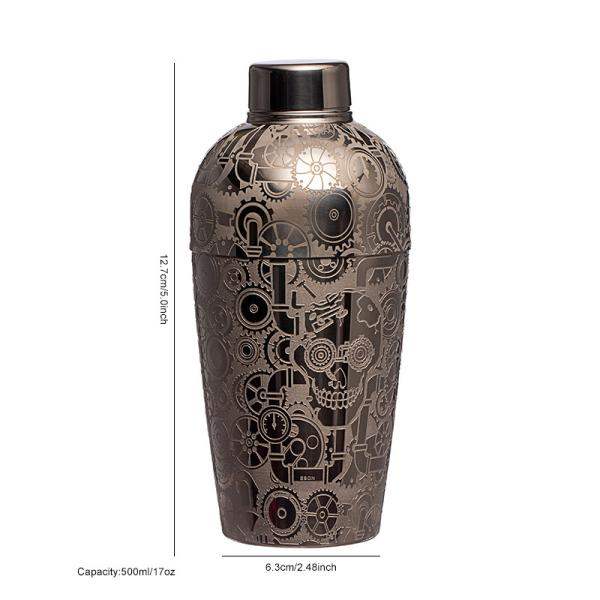 SS304 Stainless Steel Barware Martini Cocktail Shaker 17 Oz With Built In Strainer