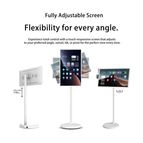 MJK 21.5 Inch Indoor Portable Smart TV LED LCD Monitor with Android OS Capacitive Touch Built-in Battery Full HD