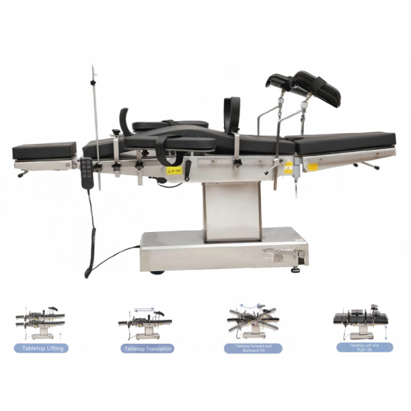 DS-VI Four-Control Shift Electric Surgery Table with 4-Way Electric Adjustment & 120mm Mechanical Lumbar Bridge